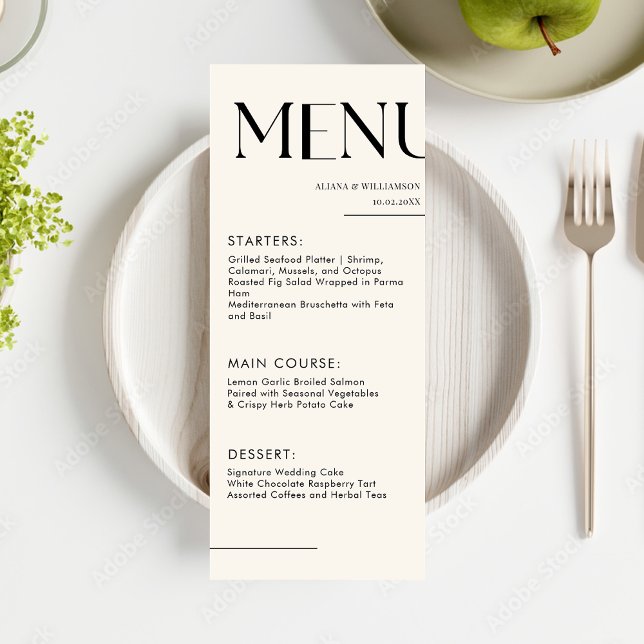 Menu de casamento do minimo Vamos preto na moda (Criador carregado)