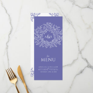 menu de casamento do monograma de desenho branco