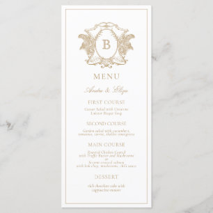 Menu de Casamento do Monograma de Paixão Clássico