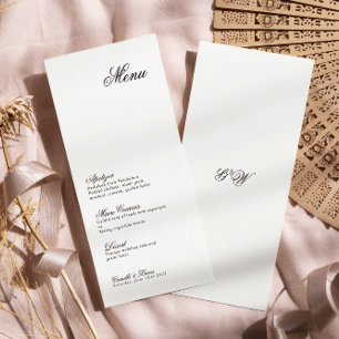 Menu de Casamento do Monograma de Script Minimalis
