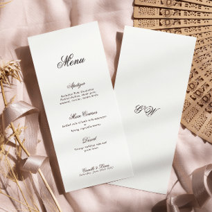 Menu de Casamento do Monograma de Script Minimalis