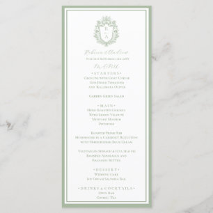 Menu de Casamento do Monograma do Crest Botânico V