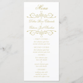 Menu de Casamento do Monograma Dourado e Branco El