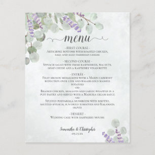 Menu de Casamento do Orçamento Russo Eucalyptus & 