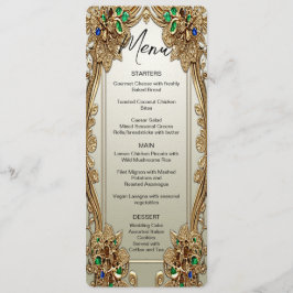 Menu de Casamento do Ornamentado Dourado Elegante