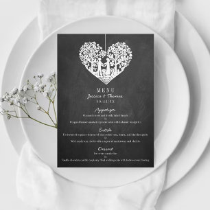 Menu de Casamento do Quadro de Árvore Coração