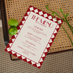 Menu de Casamento do Quadro de Verificação Retro F