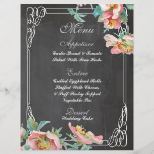 menu de casamento do quadro floral