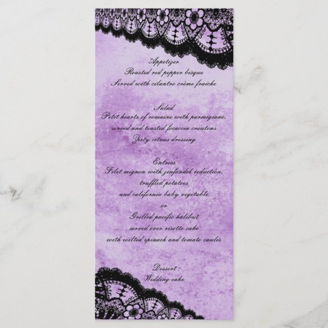 Menu de Casamento do Rolo Roxo Roxo Gótico (Frente)
