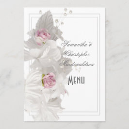Menu de casamento do rosa floral branco