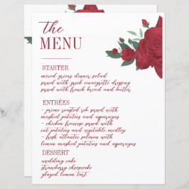 Menu de Casamento do Rosa vermelha Boho