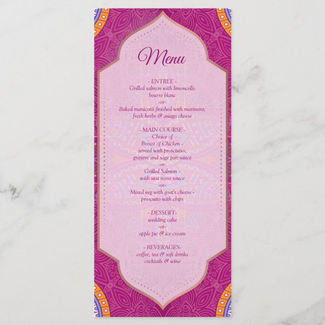 Menu de Casamento do Sonho Azul Exótico (Frente)