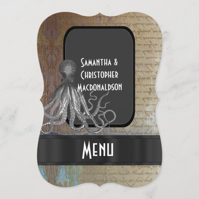 Menu de casamento do steampunk da fantasia moderna (Frente)