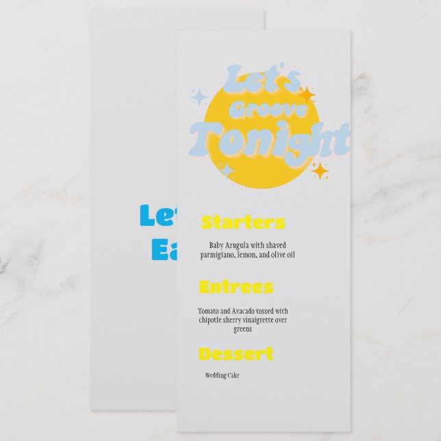 Menu de Casamento do Tema de Música (Frente/Verso)