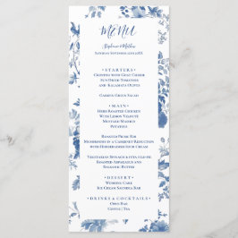 Menu de Casamento do Toile Floral Azul Elegante Fr