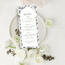 Menu de Casamento do Toile Floral Preto e Branco