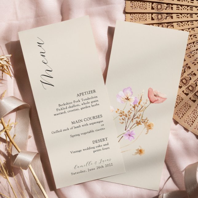 Menu de Casamento do Wildflower Boho (Criador carregado)