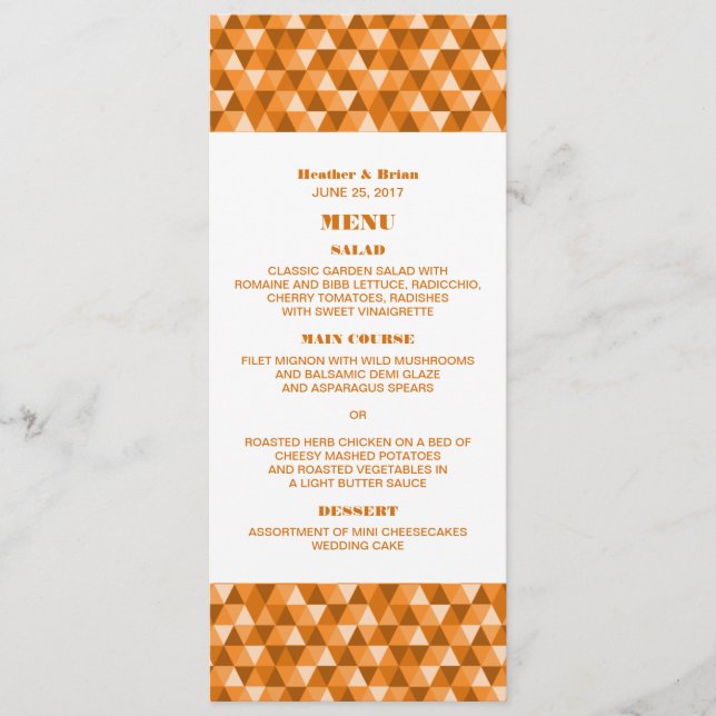 Menu de Casamento dos Triângulos Geométricos Laran (Frente)