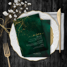 Menu de Casamento Dourado Abstrato de Linhas Finas