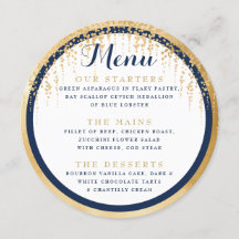 Menu de Casamento Dourado Azul do Marinho de Árvor