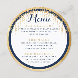 Menu de Casamento Dourado Azul do Marinho de Árvor