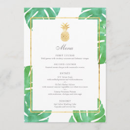 Menu de Casamento Dourado de Abacaxi Tropical