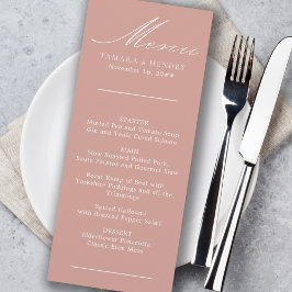 Menu de Casamento Dourado de Rosa de Caligrafia Si