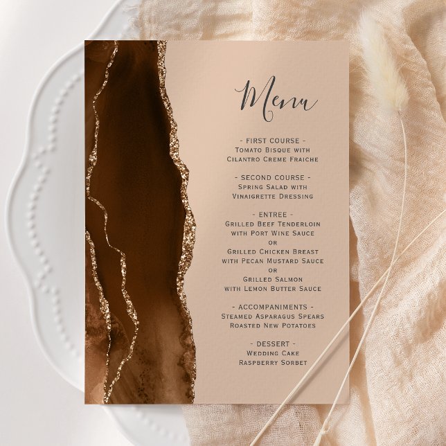 Menu de Casamento Dourado de Tan Mocha Brown (Criador carregado)
