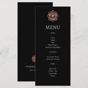 Menu de Casamento Dourado do Nó Celta do Mandala M