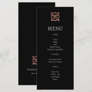 Menu de Casamento Dourado do Nó Celta Moderno