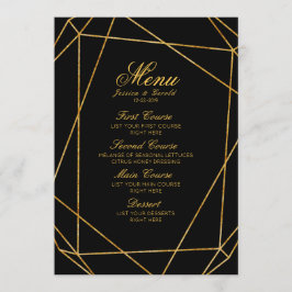 Menu de Casamento Dourado e Negro Elegante Moderno