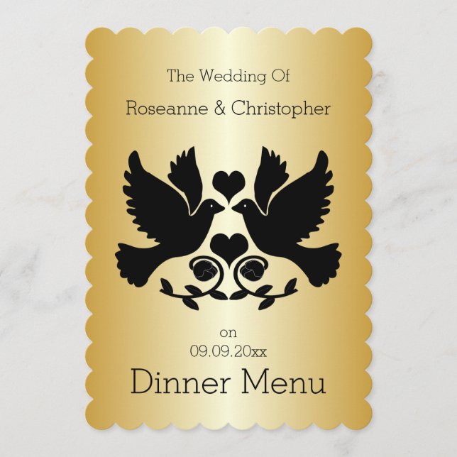 Menu De Casamento Dourado E Preto Da Dove (Frente)