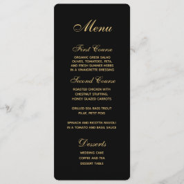 Menu de Casamento Dourado Preto do Script Chic