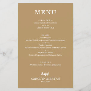 Menu de Casamento Dourado Simples do Orçamento