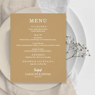 Menu de Casamento Dourado Simples do Orçamento