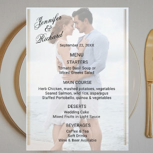 Menu de Casamento Duplo Lado Foto Elegância Clássi