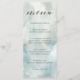 Menu de Casamento Dusty Blue Abstrato Brushstrokes