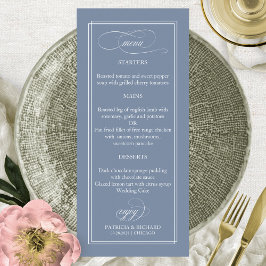 Menu de Casamento Dusty Blue Simple Elegant 4x9