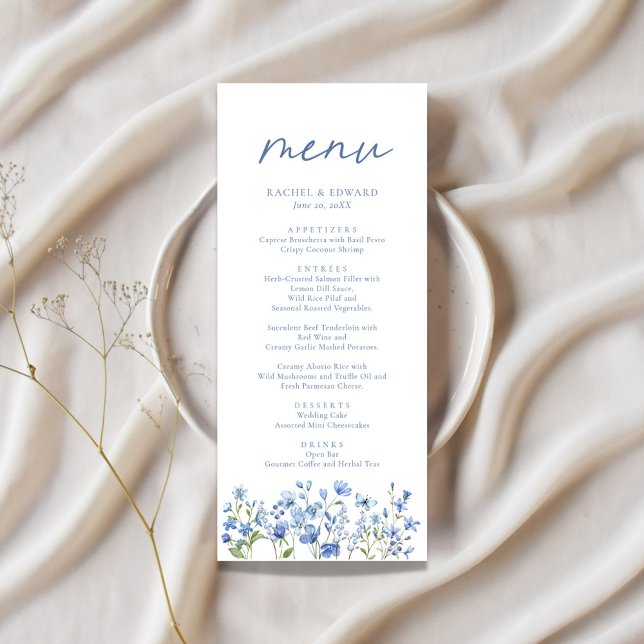 Menu de Casamento Dusty Blue Wildflower (Criador carregado)