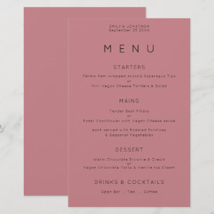 Menu de Casamento Dusty Rosa com Tipografia Simple