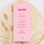 Menu de Casamento e Bar Retro 70s, rosa e vermelho<br><div class="desc">Menu de Casamento e Bar Retro 70s,  rosa e vermelho</div>