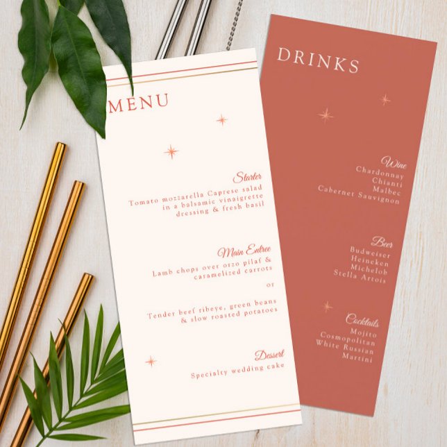 Menu de Casamento e Cartão de Bebidas Terracotta C (Criador carregado)