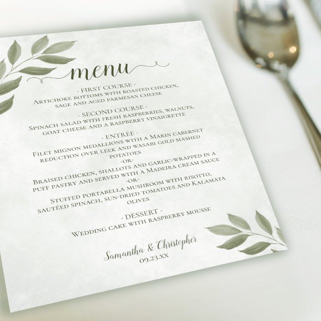 Menu de Casamento econômico com Folhas de Salvia S (Criador carregado)