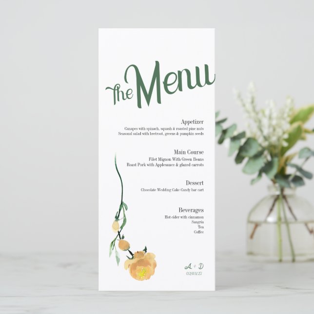 menu de casamento elegante (Em pé/Frente)
