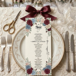 Menu de Casamento Elegante Burgundy Chic