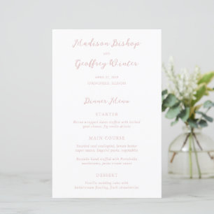 Menu de Casamento Elegante Cor-de-Rosa-Cor-de-Scri