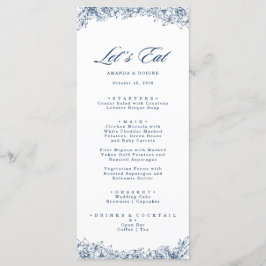 Menu de Casamento Elegante da Flor Branca Azul