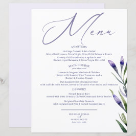 Menu de Casamento Elegante de Aquarela de Blisas d