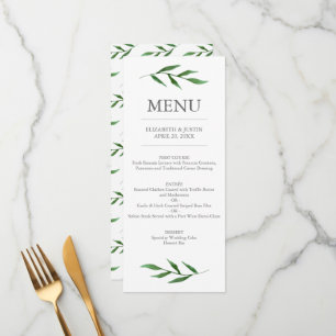 Menu de Casamento Elegante de Cores d'Água das Fol