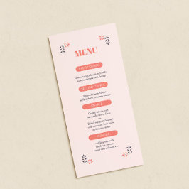 Menu de Casamento Elegante de Estética Chic Minima